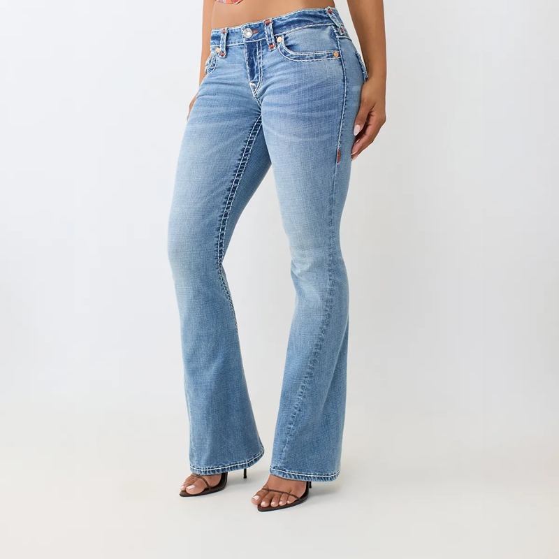 True Religion Jeans - Low Rise- Farbige Ziernähte- Super T-Stitching blau(Image 3)