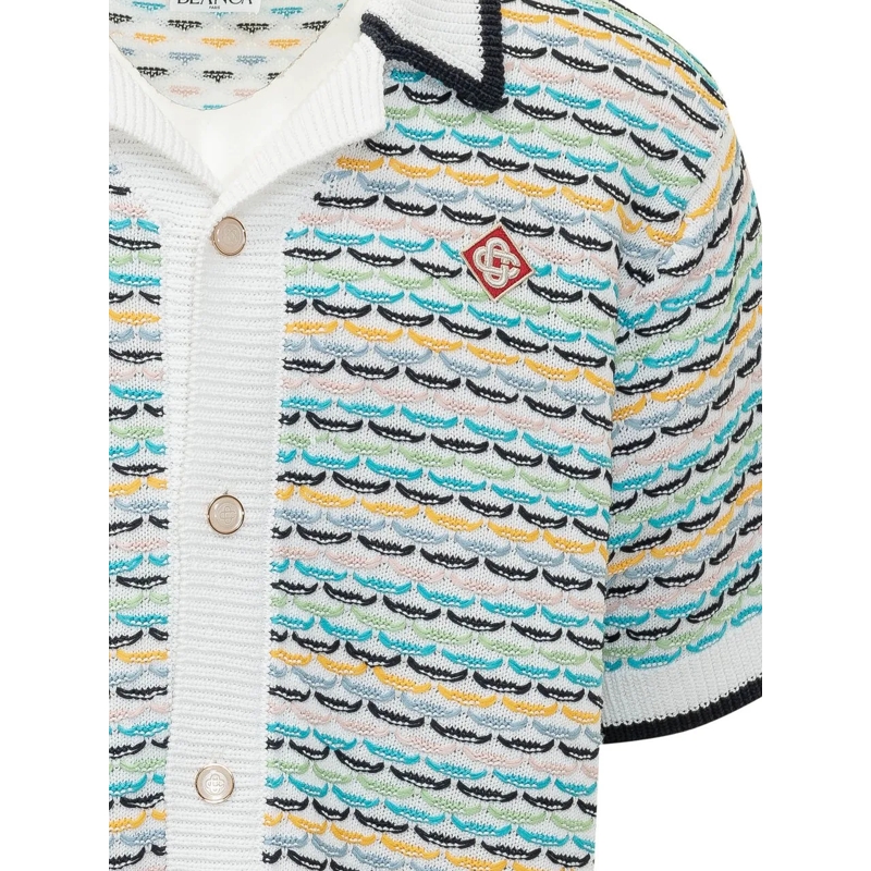 Casablanca Legeres Oberteil Camicia Tuck Stitch a Maniche Corte weiß(Image 3)