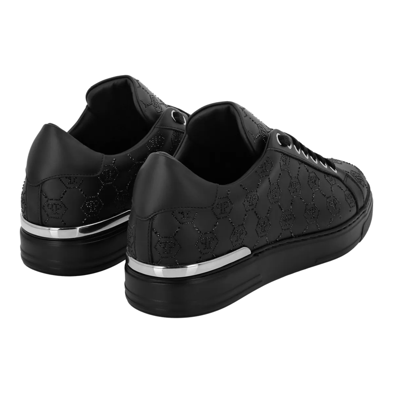 Philipp Plein Low-Top-Sneaker Lo-Top Turnschuhe Monogram Embellished schwarz(Image 4)