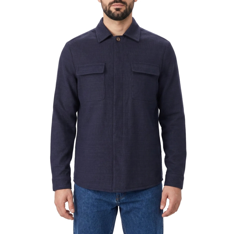 Eleventy Veste de transition Overshirt aus Baumwolle & Leinen dunkelblau(Image 2)