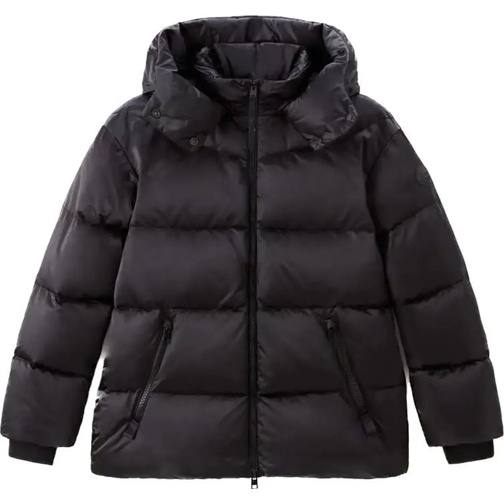 Woolrich Daunenjacken Satin Logo Puffer Jacket Black schwarz