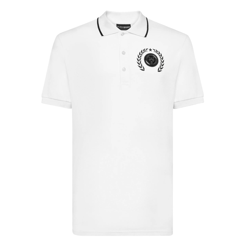 Plein Sport Top Poloshirt Carbon Tiger weiss