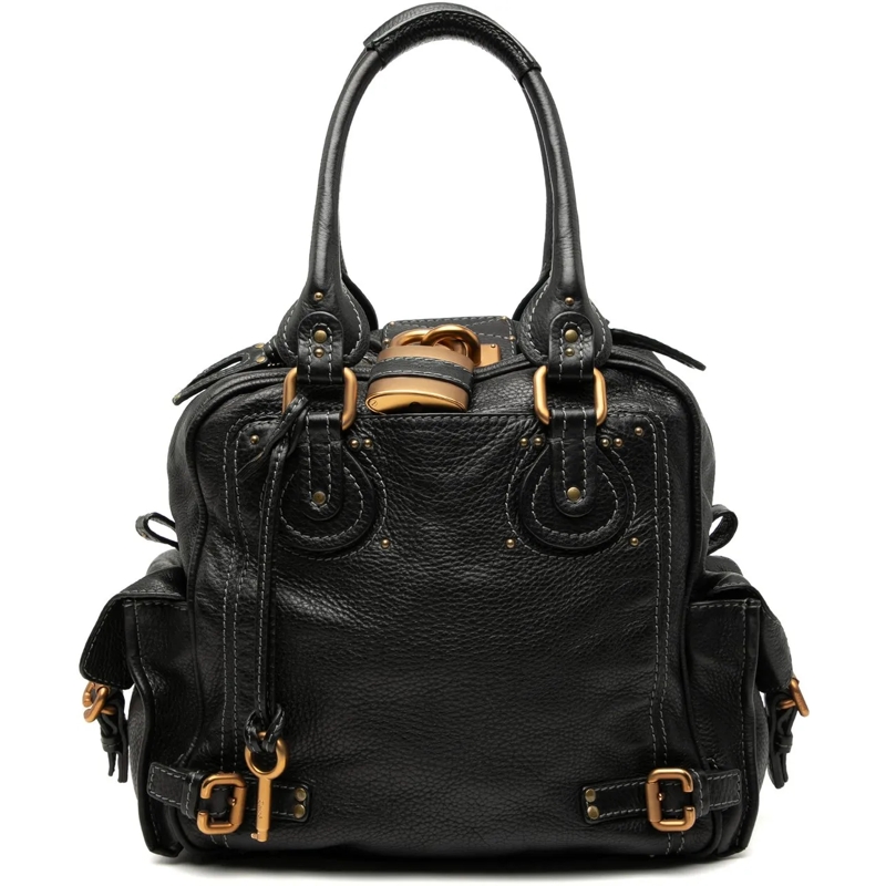Chloé Tote Large Grained Leather Paddington Handbag schwarz