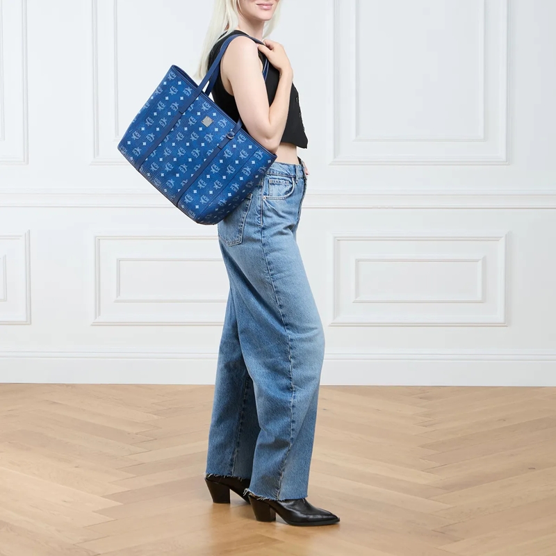 MCM Shopper Mcm Toni Shopper Medium Blue Visetos(Image 2)