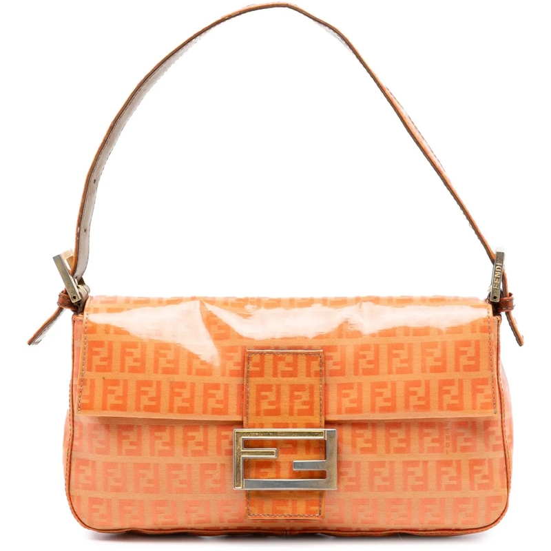 Fendi Schultertasche Zucchino Crystal Baguette orange