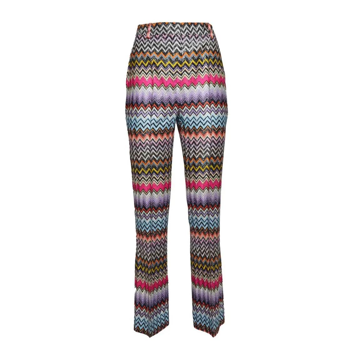 Thumbnail - Missoni - Multicolored Chevron Print Lamé Thread Viscose Ca - Größe 42 - bunt