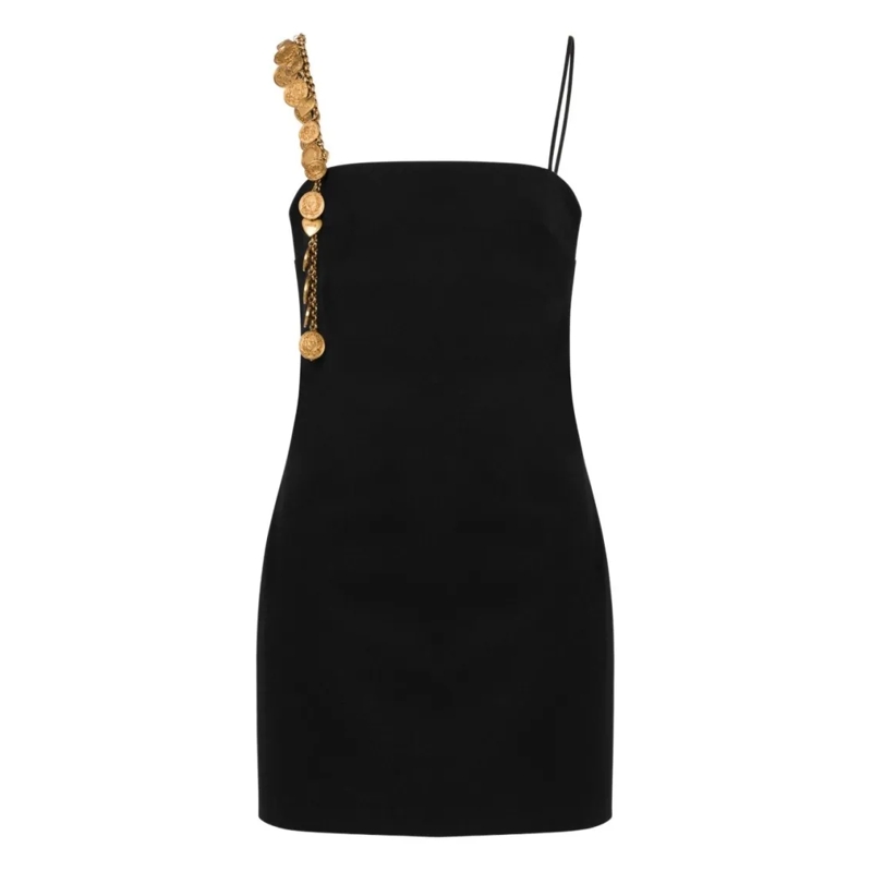 Moschino Minikleid Mini Dress With Gold-Tone Chain Detail Black