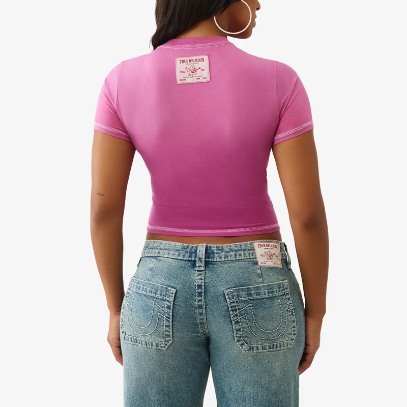 True Religion T-Shirt T-Shirt Cropped fuschsia(Image 4)