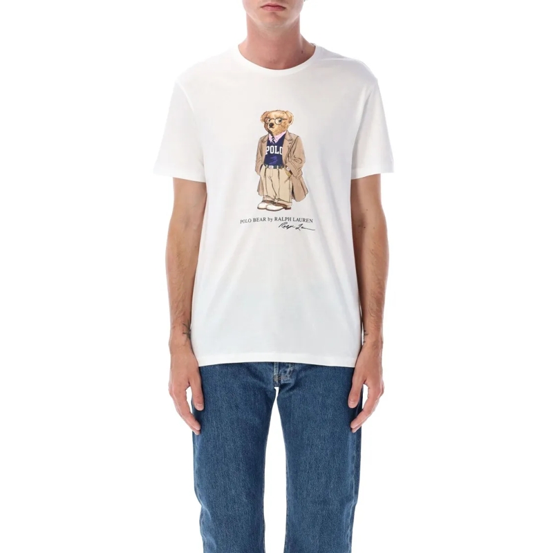 Polo Ralph Lauren Polohemd Custom Slim Fit Polo Bear Jersey T-Shirt White