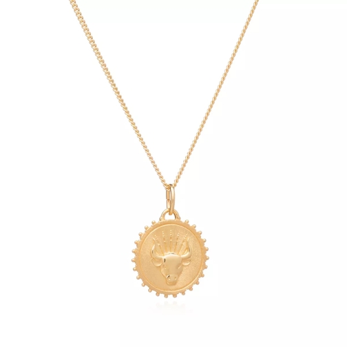 Rachel Jackson London Taurus Zodiac Art Coin Necklace  Yellow Gold Mellanlångt halsband