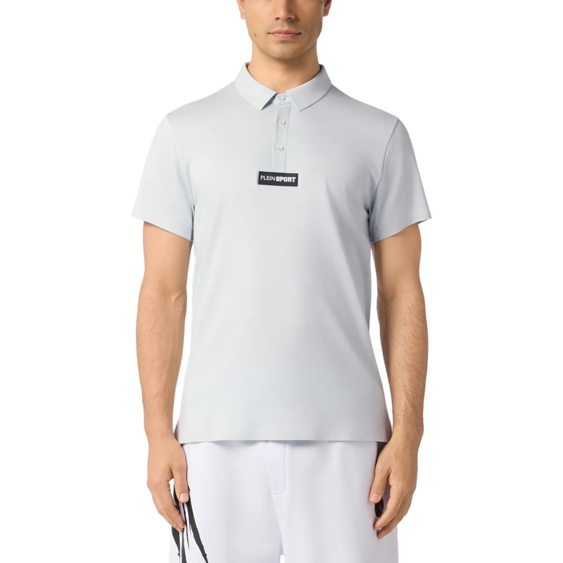 Plein Sport Top Pique Polo T-Shirt Scratch hell-blau(Image 3)