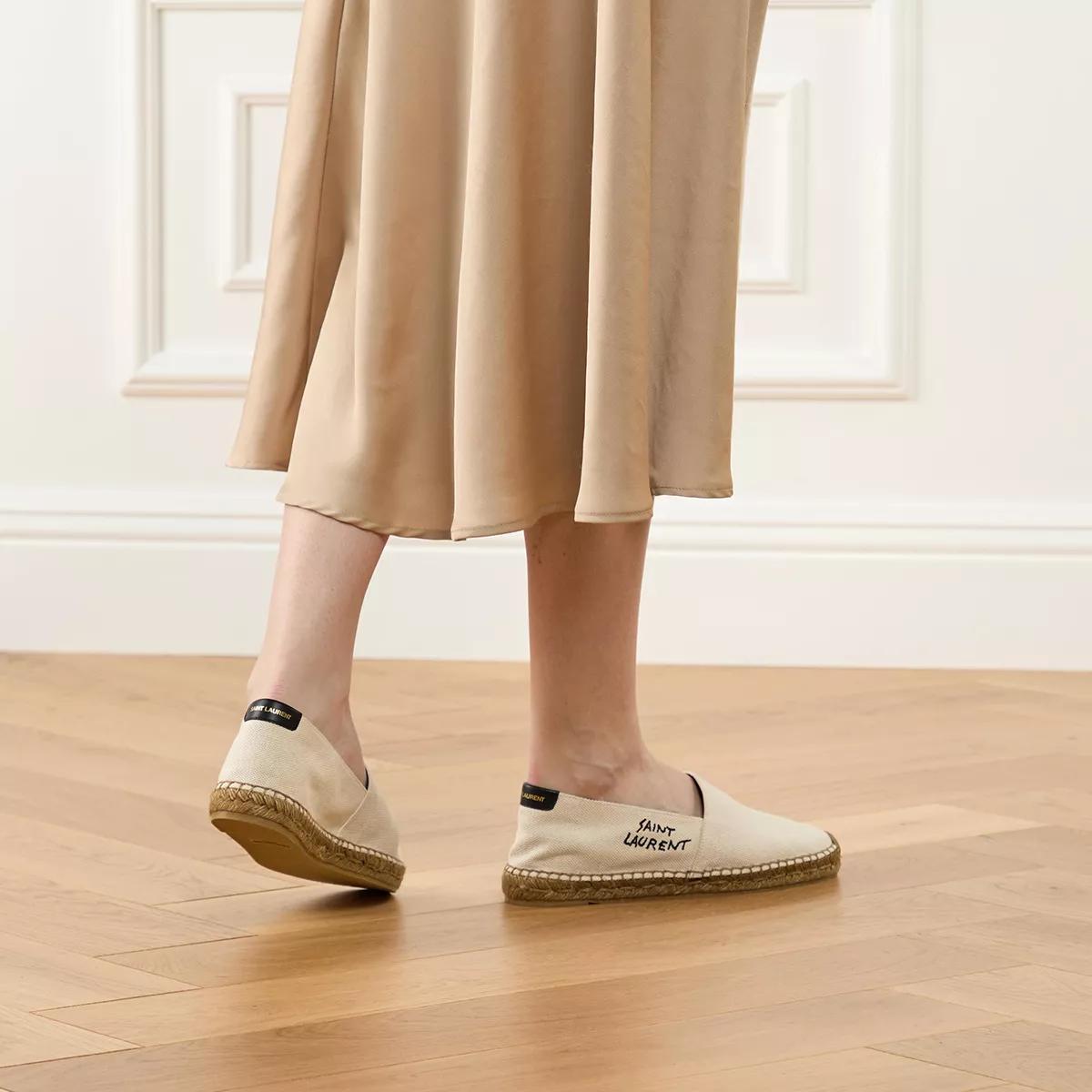 Saint Laurent Embroidered Espadrilles Canvas Natural Beige Espadrille