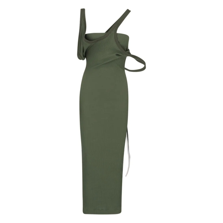 The Attico Green Cotton Long Dress Green Midi-jurk