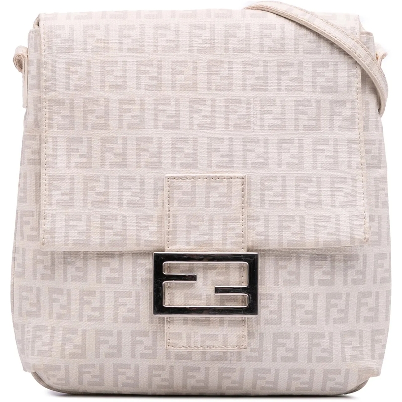 Fendi Schultertasche Zucchino Canvas Mama Forever Crossbody weiß