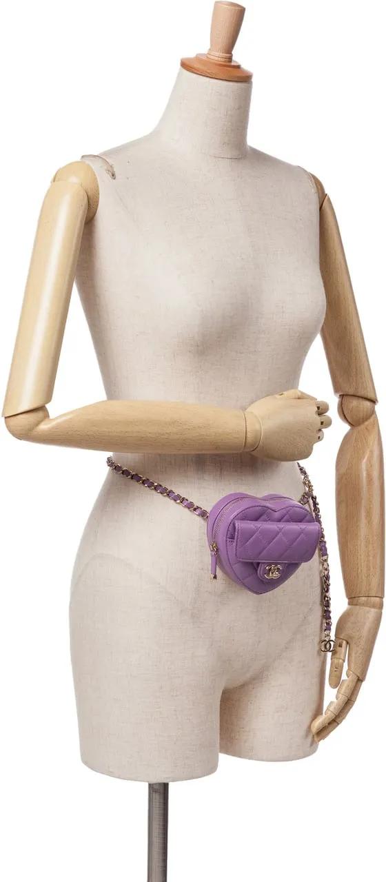 Thumbnail - Chanel Bauchtaschen - 2021 Mini Lambskin CC in Love Heart Belt Bag - Gr. ONE SIZE - in Lila - für Damen