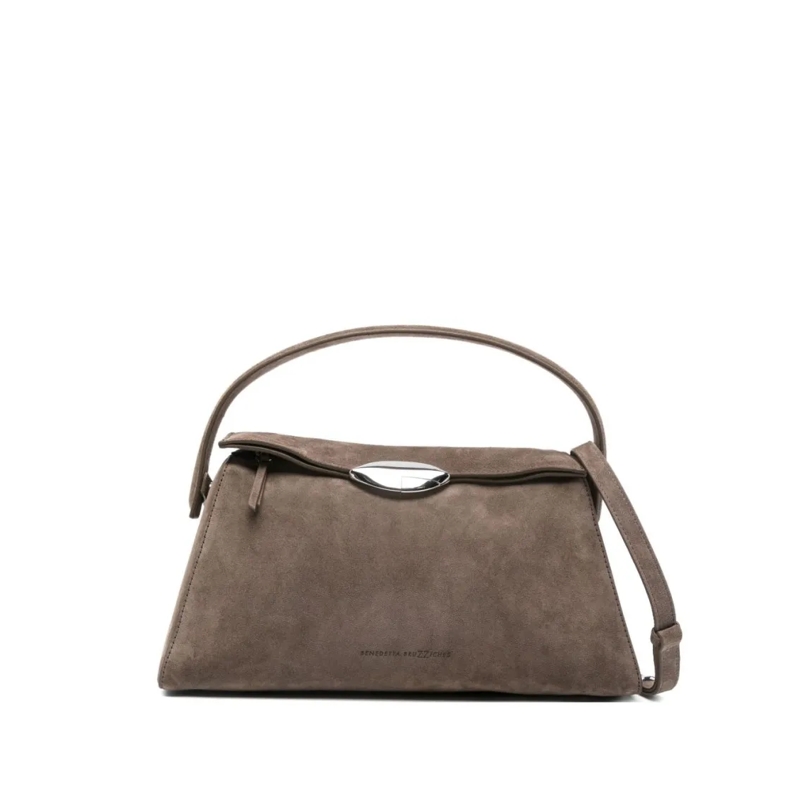 Benedetta Bruzziches Sac à bandoulière Trapezoidal Brown Shoulder Bag With Adjustable Str Grey