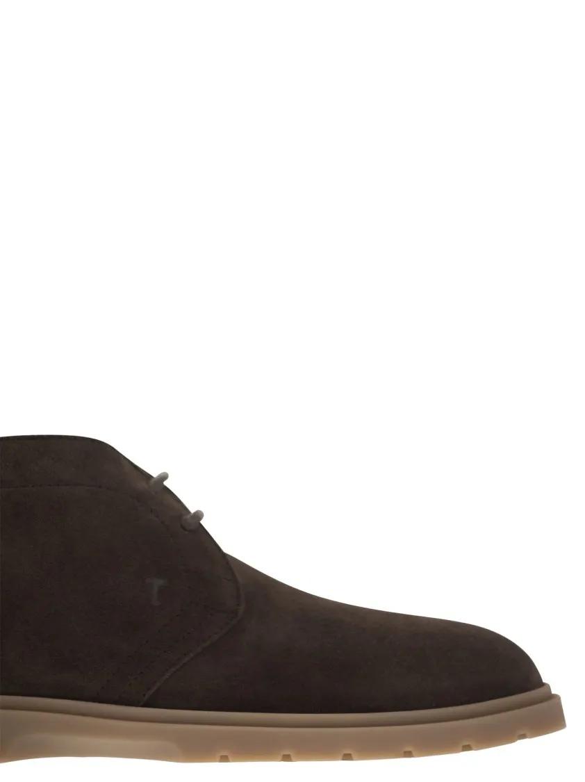 Thumbnail - Tod's Stiefel - Rich Suede Ankle Boots With Embossed Monogram - Gr. 7_5 - in Schwarz - für Damen