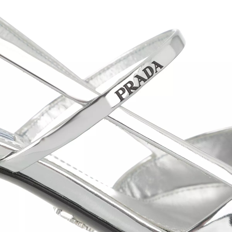 Prada Pumps High Slingbacks Leather Silver(Image 3)