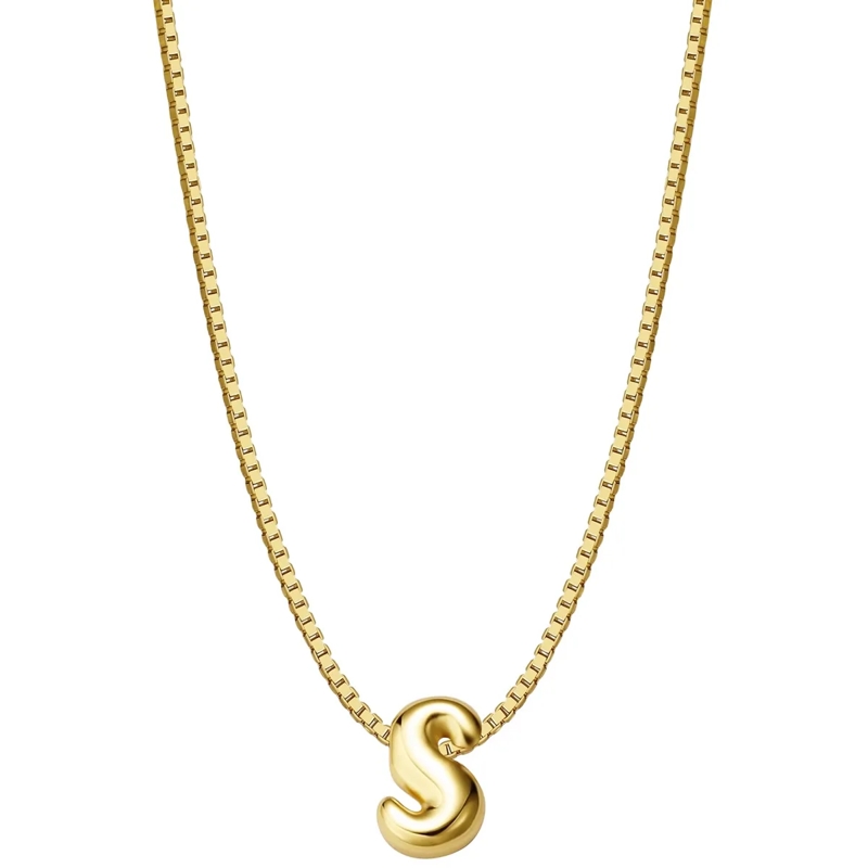 Glanzstücke München Mittellange Halskette Sterling Silber Halskette Buchstabe S gold