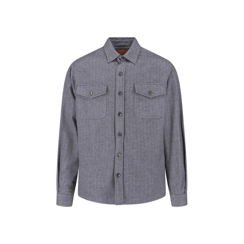 Cruna Chemise Classic Grey Shirt With Minimalist Design And Long Grey
