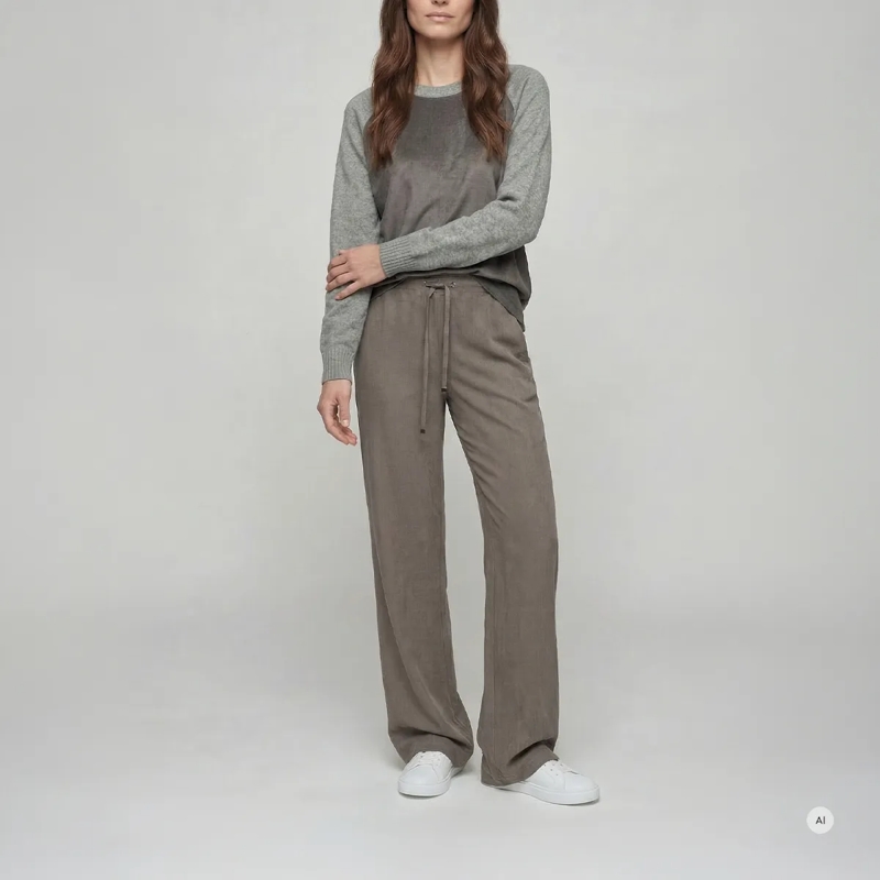 Marc Aurel  Pullover- aus Faux Leather- Rippenabschlüsse-  grau(Image 2)