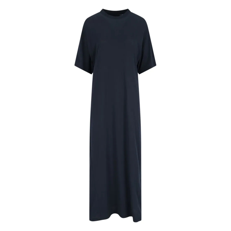 Balenciaga  "Cocoon" Maxi Dress, In Black Cotton, Crew Neck Black