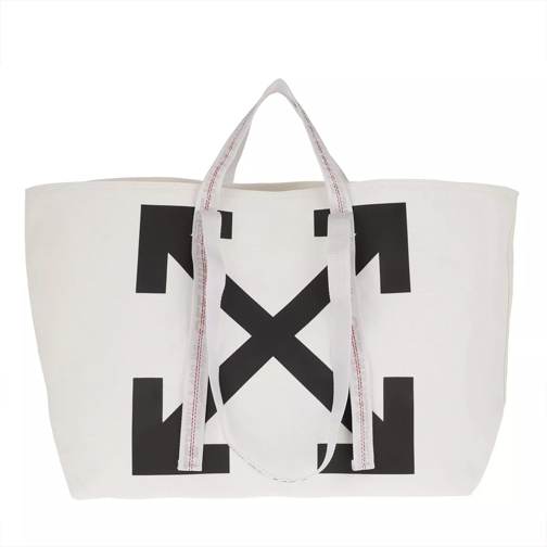 Off-White Canvas Commercial Tote Bag Off White/Black Rymlig shoppingväska