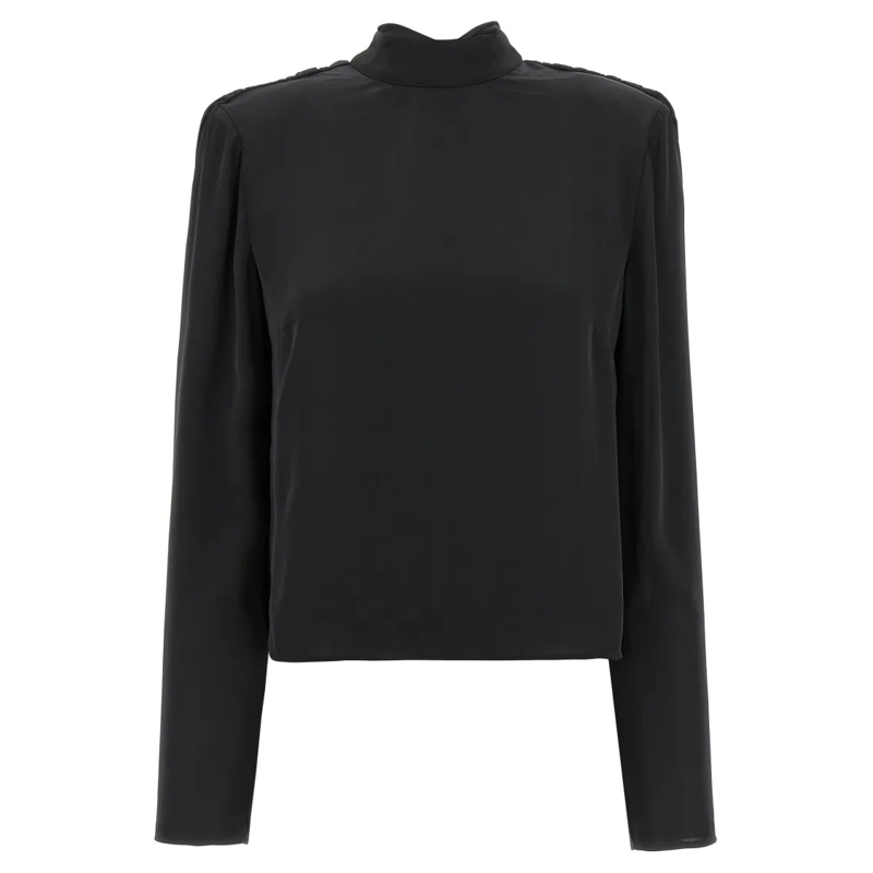 Rotate Blouse 'Satin Drapy Back' Top Black