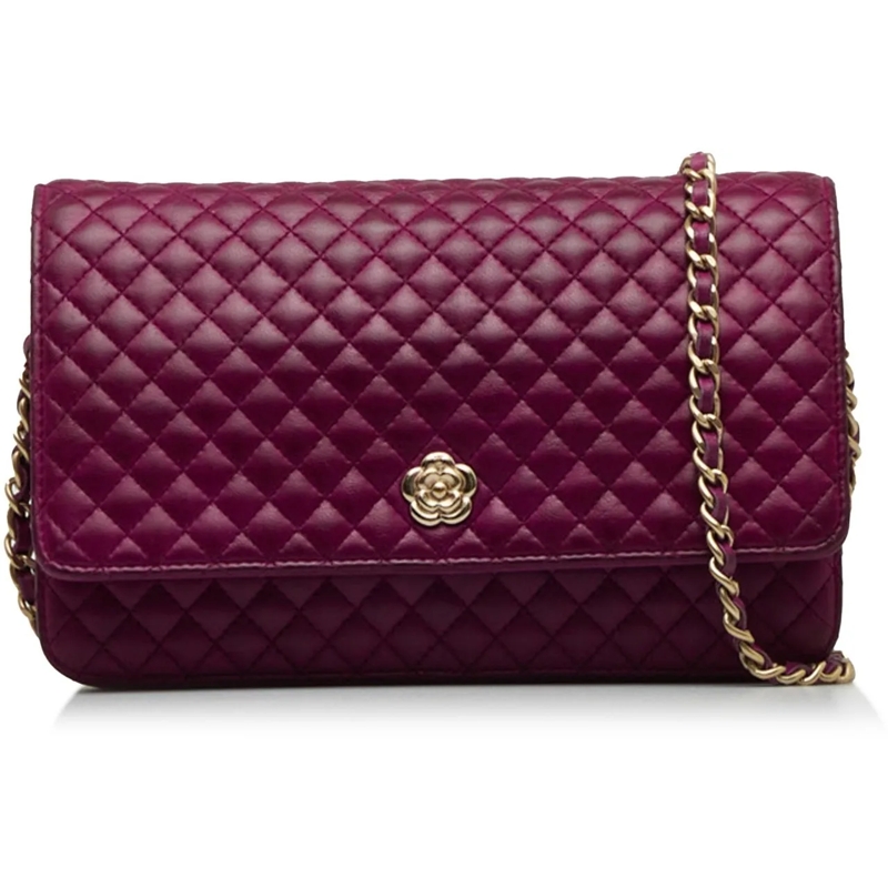 Chanel Schoudertas Quilted Lambskin Camellia Wallet On Chain lila