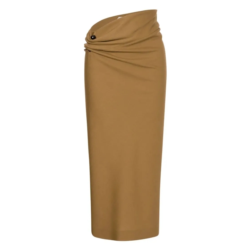 Alberta Ferretti Midirok Flowing Silhouette Skirt With Soft Drape Gold