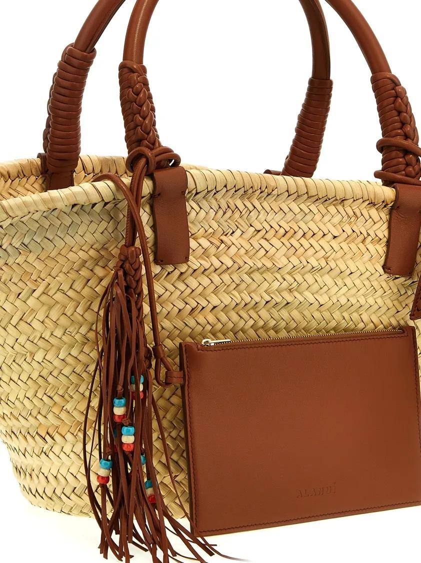 Alanui Clutches 'Icon Palm Leaf Big' Handbag in beige