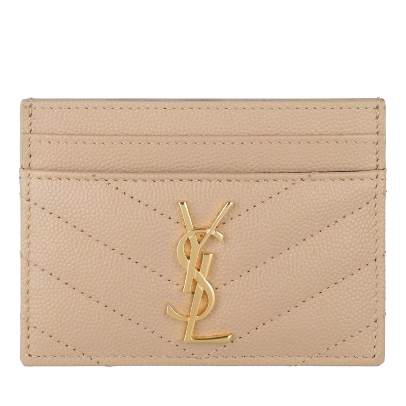 Saint Laurent Kartenhalter YSL Monogramme Card Etui Leather Dark Beige