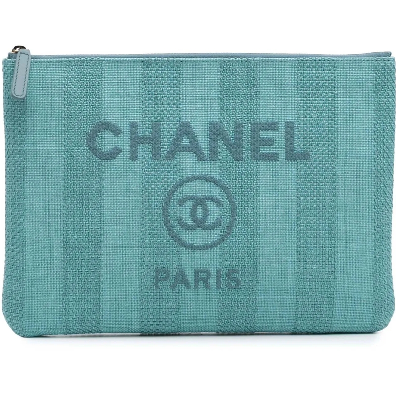 Chanel Pochette Medium Tweed Deauville O Case Clutch blau