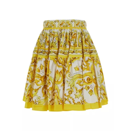 Dolce&Gabbana Tris Maiolica Short Skirt Yellow 