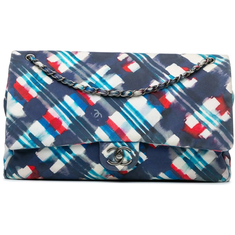 Chanel Sac à bandoulière XXL Printed Canvas Airline Single Flap blau