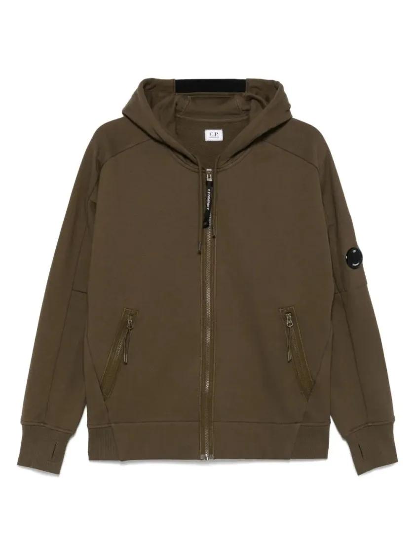 Thumbnail - CP Company - Green Cotton Hoodie With Zip Fastening - Größe M - grün