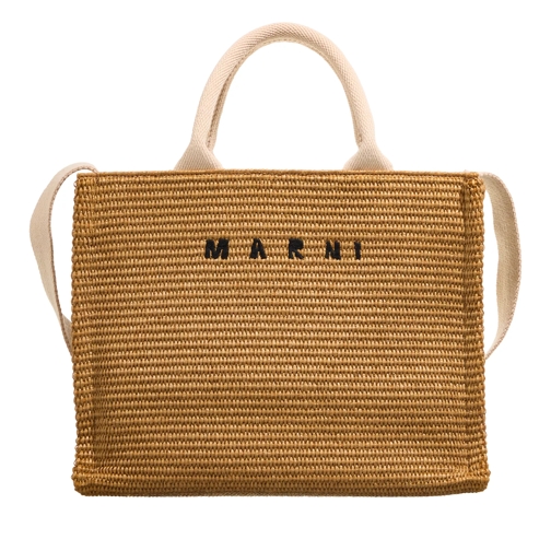 Marni Small Basket Raw Sienna/Natural Rymlig shoppingväska