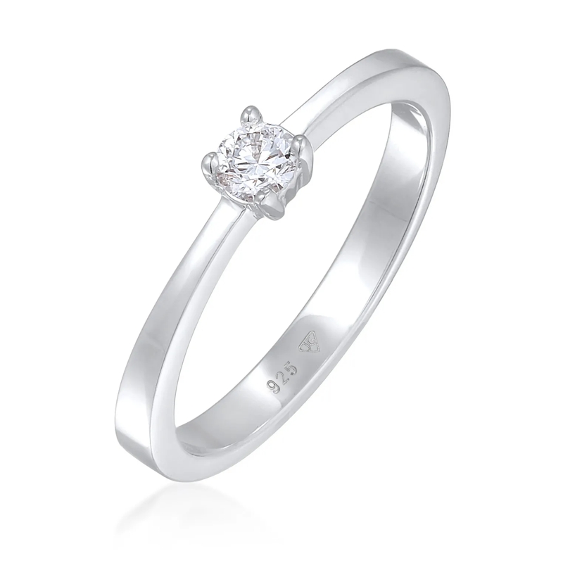 Elli Ring Ring Solitär Lab Grown Diamanten (0.17 ct) 925 Sil silber