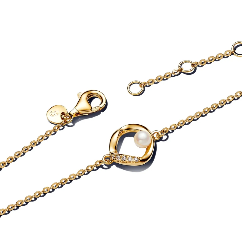 Pandora Armband Shaped Pavé Circle & Treated Freshwater Cultured P 14k vergoldet(Image 2)