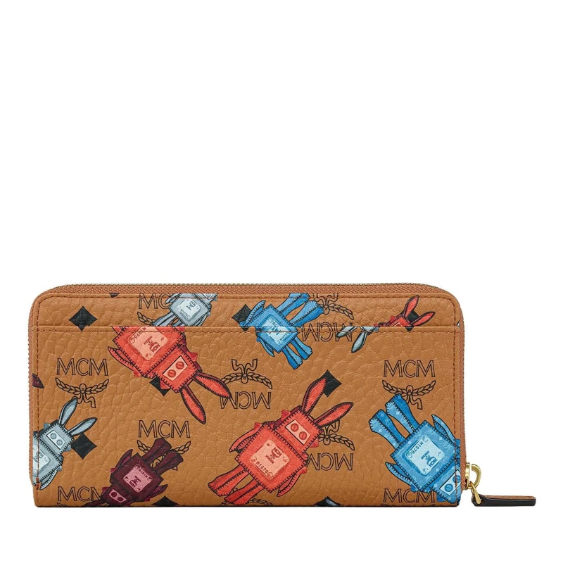 MCM Portemonnaie mit Zip-Around-Reißverschluss Aren Visetos Zip Around Lrg Co Cognac