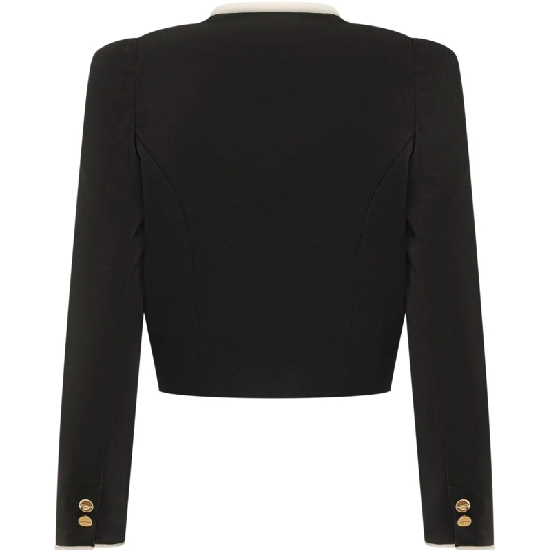Elisabetta Franchi Blazer Giacca Corta con Profili a Contrasto schwarz(Image 2)