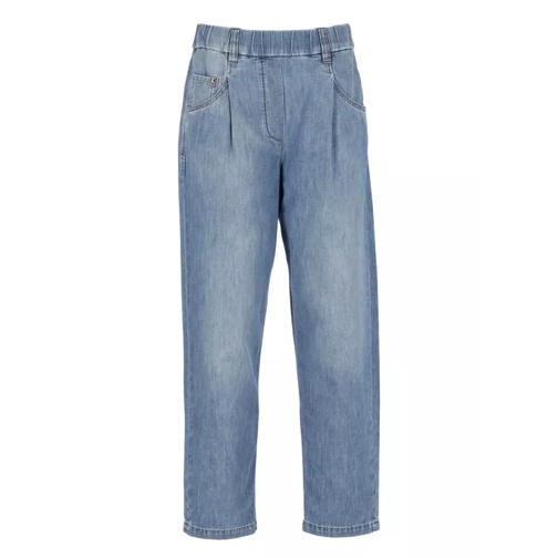 Brunello Cucinelli Jeans With Shiny Tab Blue 