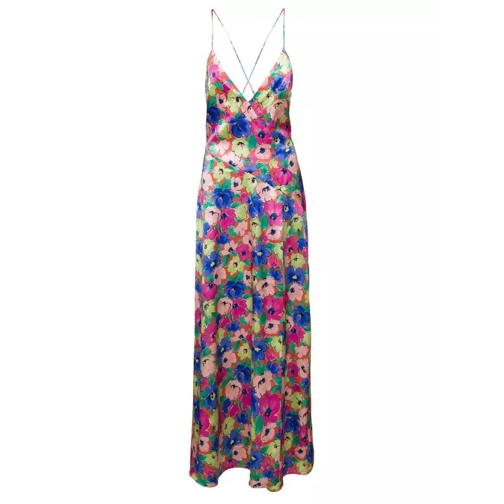 Rotate Long Floreal Dress With Criss Cross Straps On The  Multicolor 