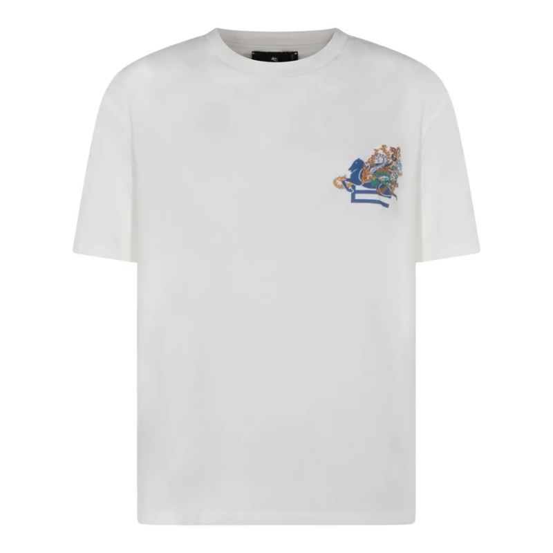 Etro T-shirt Short-Sleeved White T-Shirt With Embroidered Desig White