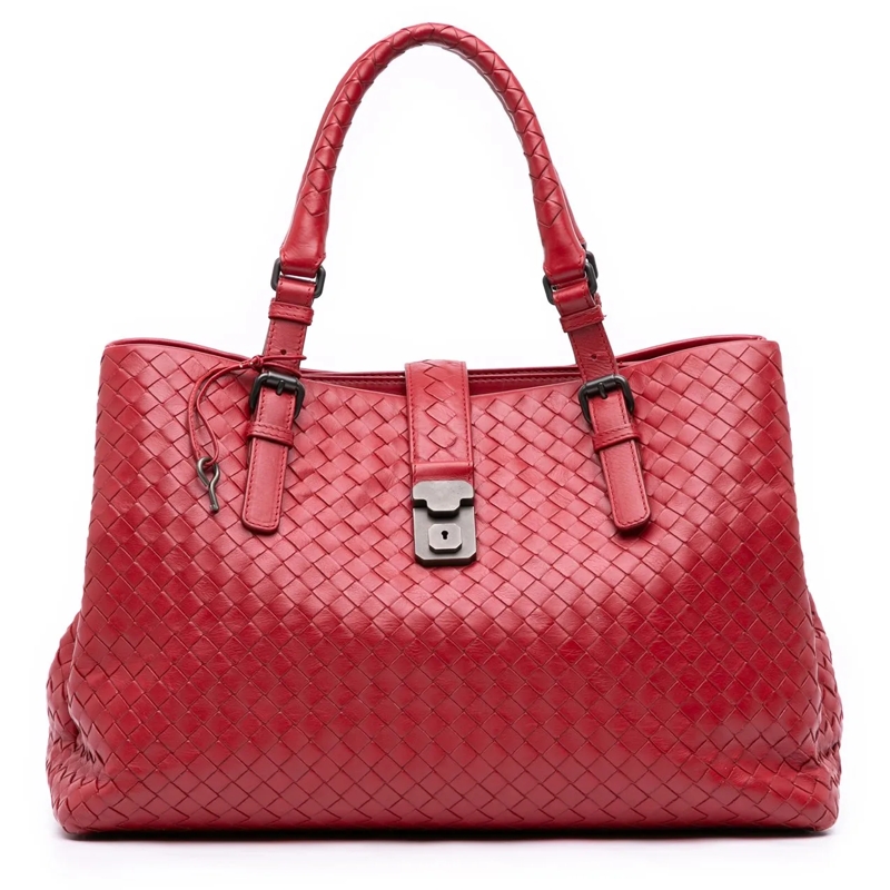 Bottega Veneta Shopper Medium Nappa Intrecciato Roma Tote rot