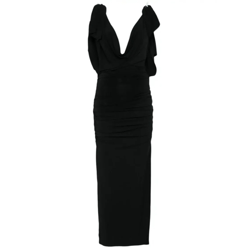 The Attico Ruched Black Maxi Dress Black 