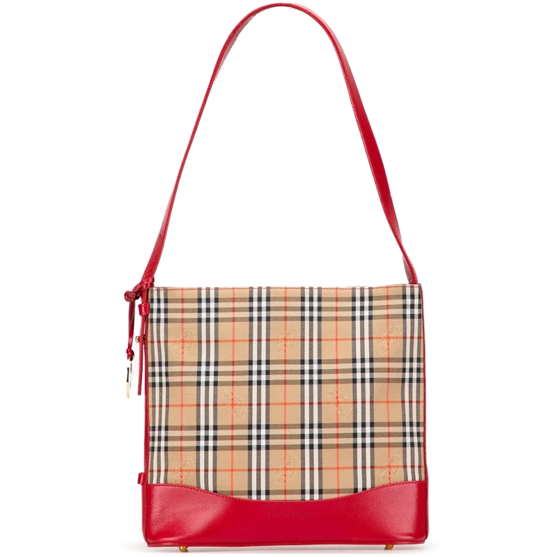 Burberry Schultertasche Haymarket Check Canvas Shoulder Bag braun