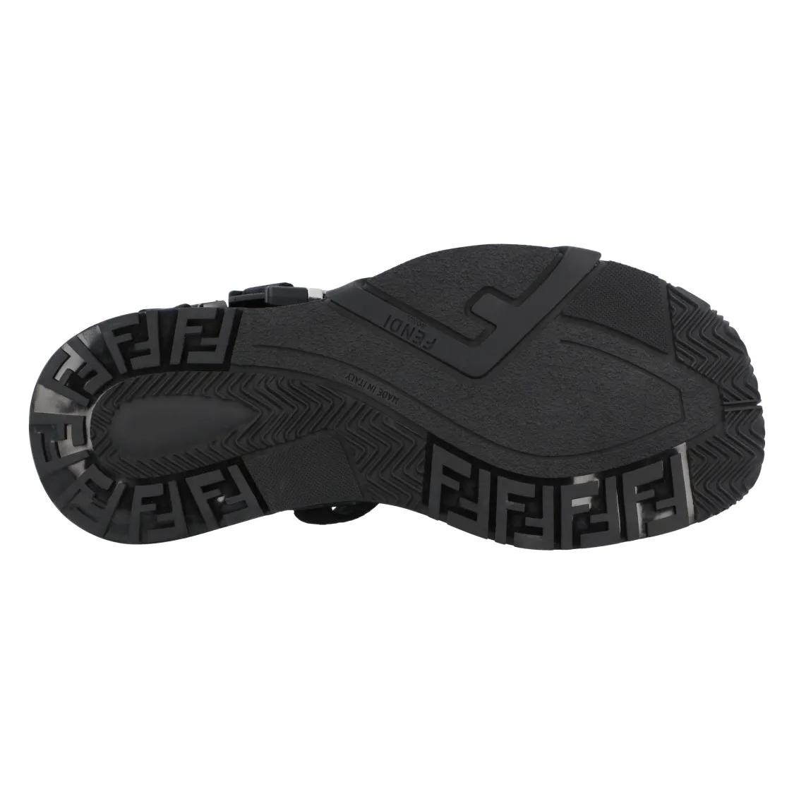 Thumbnail - Fendi Loafer - Black Rubber Sandals With Adjustable Straps - Gr. 6 - in Schwarz - für Damen
