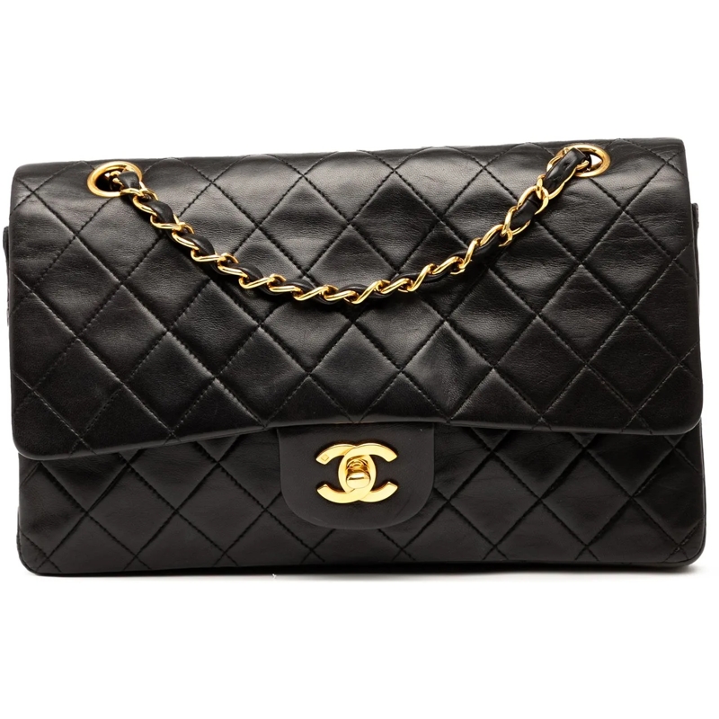 Chanel Sac à bandoulière Medium Classic Lambskin Double Flap schwarz