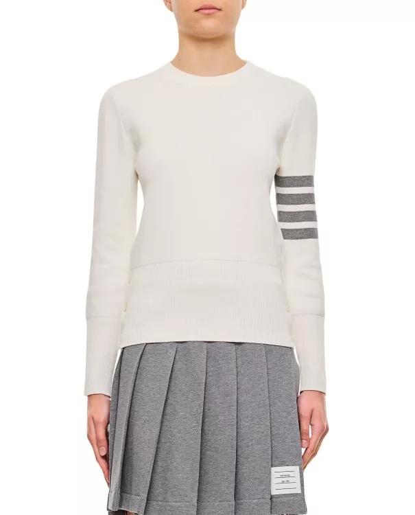 Thom Browne - Milano Stitch Classic Crew Neck Pullover - Größe 40 - white